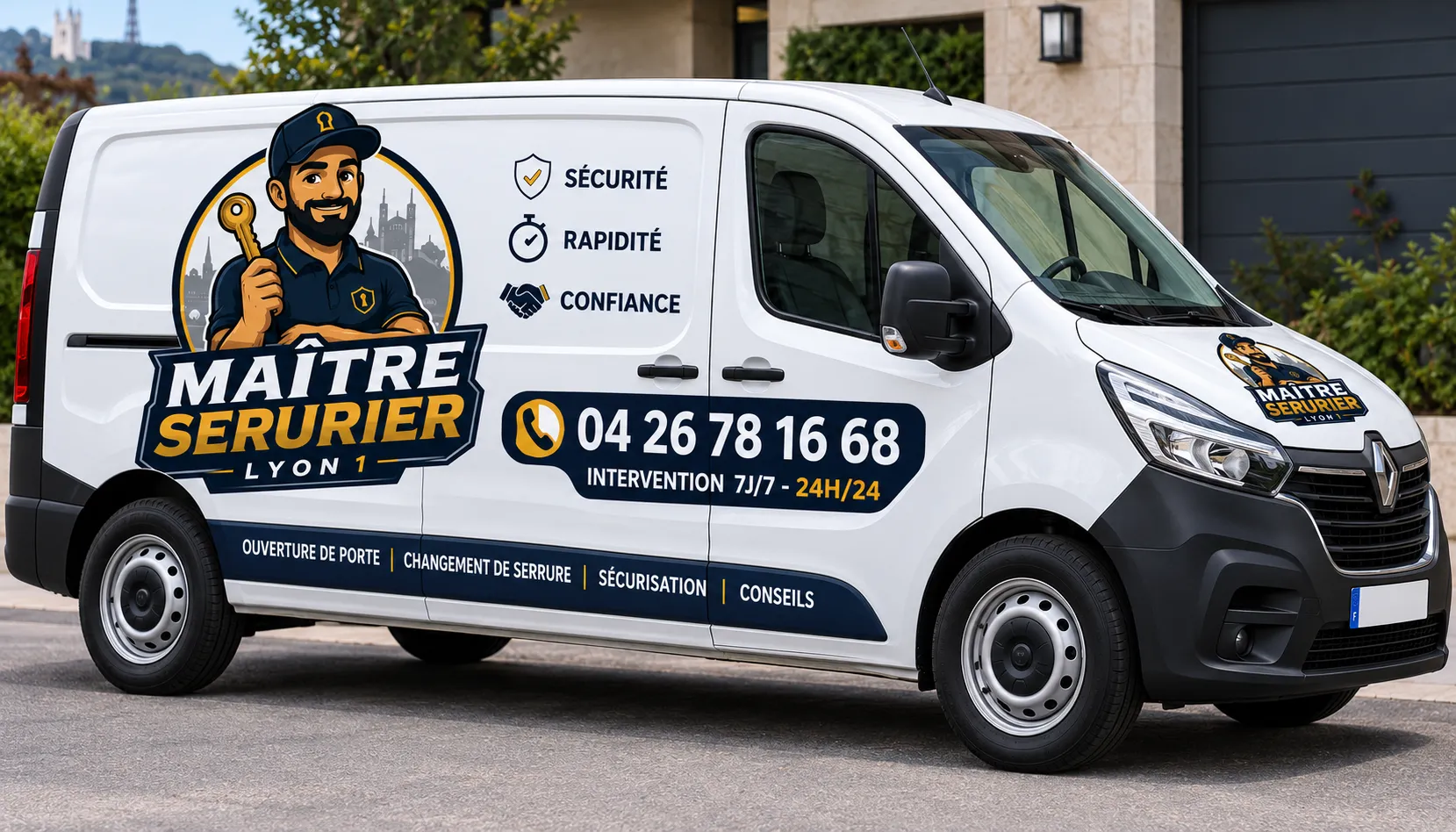 Camionnette Maître Serrurier Lyon 1 prête à intervenir